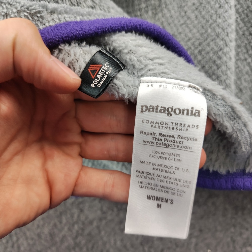 Patagonia Women's Re-Tool Snap-T Pullover grey purple Size medium Polartec - Picture 8 of 8